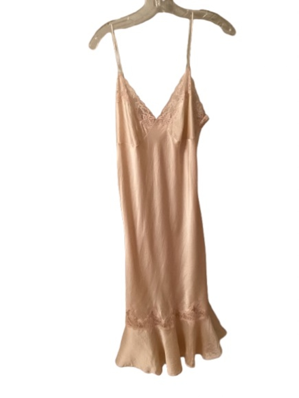 VTG Y2K 2002 VICTORIA’S SECRET CREAM LT PEACH SZ LARGE SILK SLIP DRESS